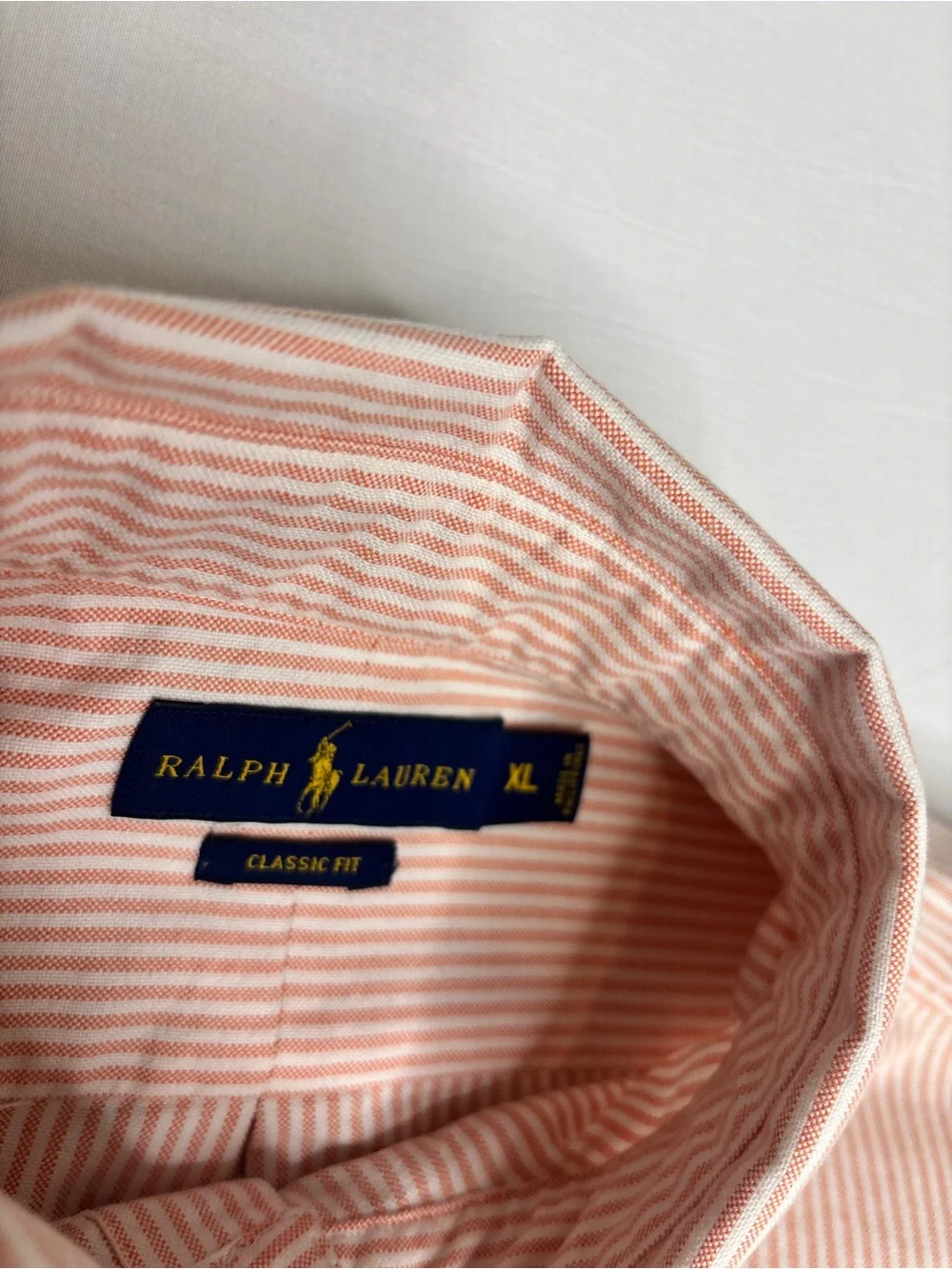 Ralph Lauren Classic Fit XL Pink White Stripe Button Down Shirt Cotton Pony Men